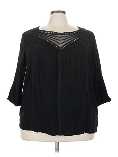 Pre-owned Torrid 3/4 Sleeve Blouse In Black