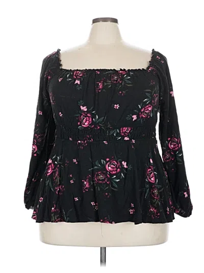 Pre-owned Torrid 3/4 Sleeve Blouse In Black