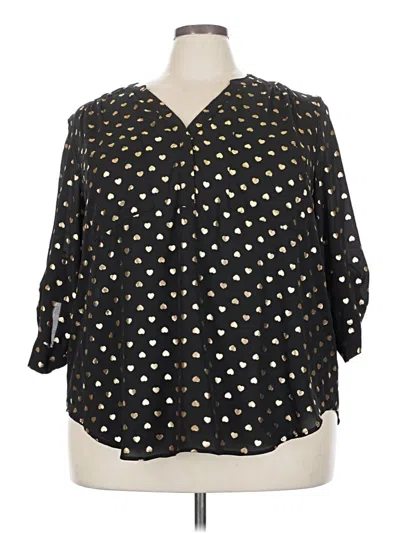 Pre-owned Torrid 3/4 Sleeve Blouse In Black