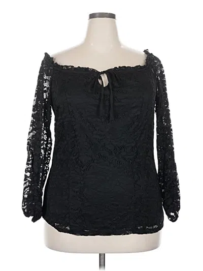 Pre-owned Torrid 3/4 Sleeve Blouse In Black