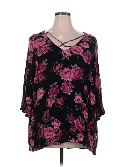 Pre-owned Torrid 3/4 Sleeve Blouse In Black