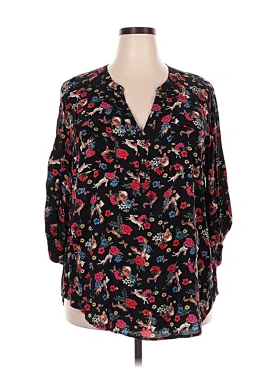 Pre-owned Torrid 3/4 Sleeve Blouse In Black