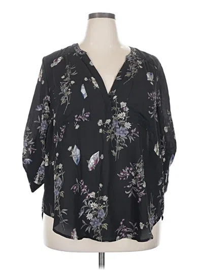 Pre-owned Torrid 3/4 Sleeve Blouse In Black