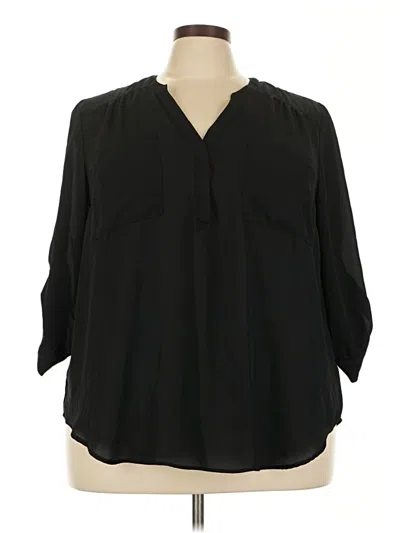 Pre-owned Torrid 3/4 Sleeve Blouse In Black