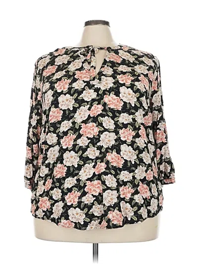 Pre-owned Torrid 3/4 Sleeve Blouse In Black