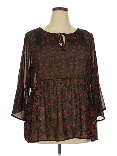 Pre-owned Torrid 3/4 Sleeve Blouse In Black