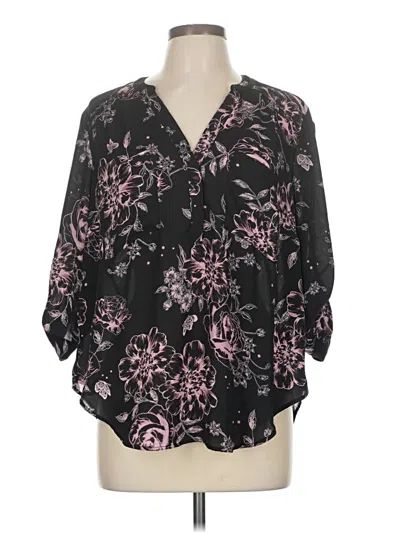 Pre-owned Torrid 3/4 Sleeve Blouse In Black