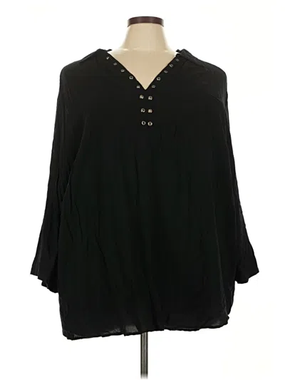 Pre-owned Torrid 3/4 Sleeve Blouse In Black