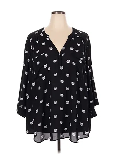 Pre-owned Torrid 3/4 Sleeve Blouse In Black