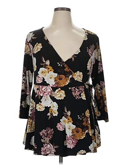 Pre-owned Torrid 3/4 Sleeve Blouse In Black