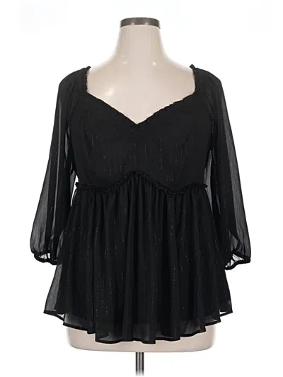 Pre-owned Torrid 3/4 Sleeve Blouse In Black