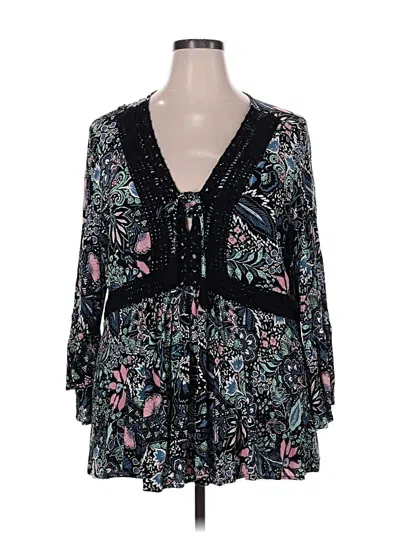 Pre-owned Torrid 3/4 Sleeve Blouse In Black