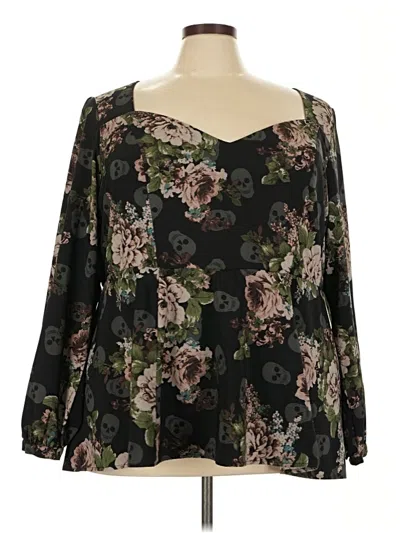Pre-owned Torrid 3/4 Sleeve Blouse In Black