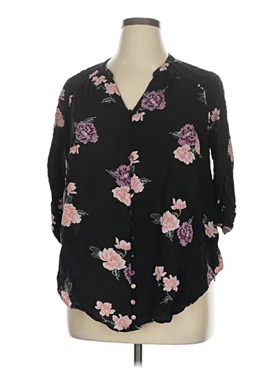 Pre-owned Torrid 3/4 Sleeve Blouse In Black