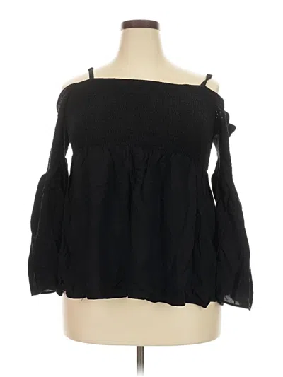 Pre-owned Torrid 3/4 Sleeve Blouse In Black