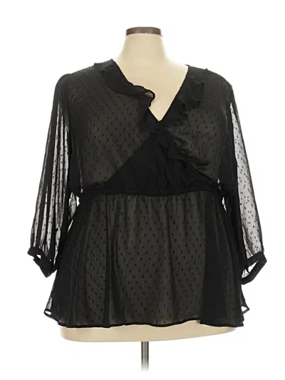 Pre-owned Torrid 3/4 Sleeve Blouse In Black