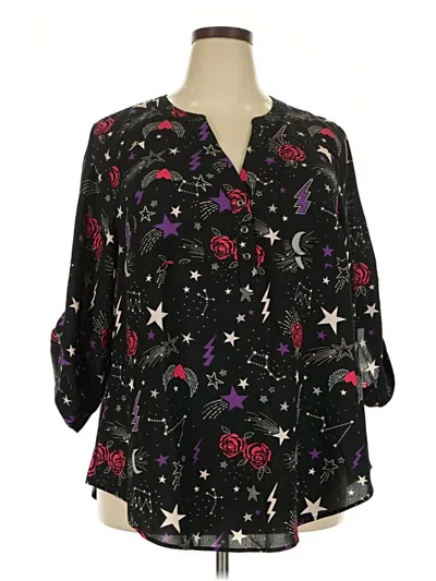 Pre-owned Torrid 3/4 Sleeve Blouse In Black