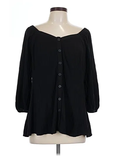 Pre-owned Torrid 3/4 Sleeve Blouse In Black