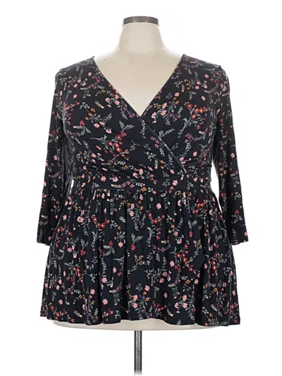 Pre-owned Torrid 3/4 Sleeve Blouse In Black