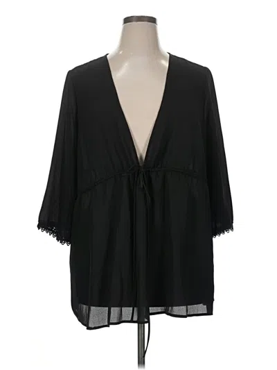 Pre-owned Torrid 3/4 Sleeve Blouse In Black