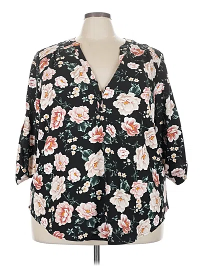 Pre-owned Torrid 3/4 Sleeve Blouse In Black