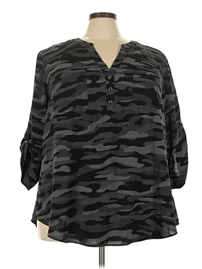 Pre-owned Torrid 3/4 Sleeve Blouse In Black