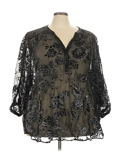 Pre-owned Torrid 3/4 Sleeve Blouse In Black