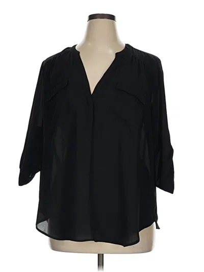 Pre-owned Torrid 3/4 Sleeve Blouse In Black