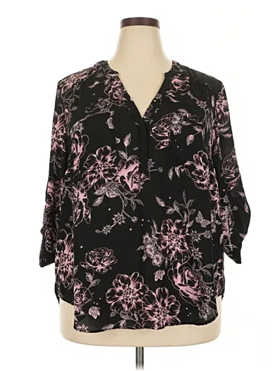 Pre-owned Torrid 3/4 Sleeve Blouse In Black