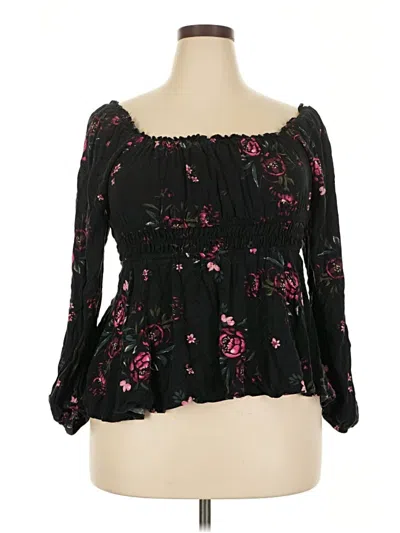 Pre-owned Torrid 3/4 Sleeve Blouse In Black