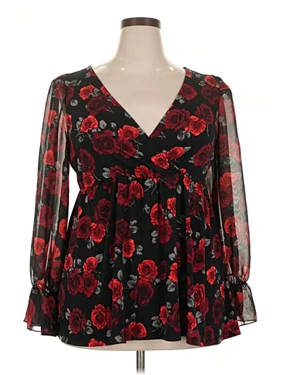 Pre-owned Torrid 3/4 Sleeve Blouse In Black
