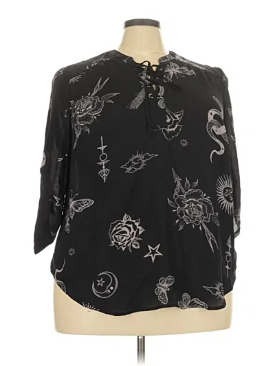 Pre-owned Torrid 3/4 Sleeve Blouse In Black