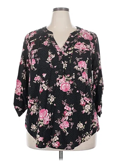 Pre-owned Torrid 3/4 Sleeve Blouse In Black