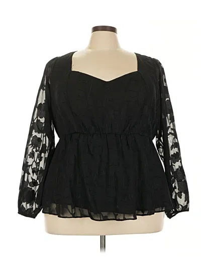 Pre-owned Torrid 3/4 Sleeve Blouse In Black