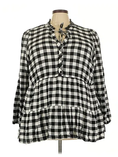 Pre-owned Torrid 3/4 Sleeve Blouse In Black