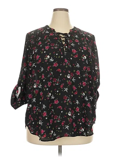 Pre-owned Torrid 3/4 Sleeve Blouse In Black