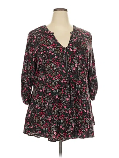 Pre-owned Torrid 3/4 Sleeve Blouse In Black