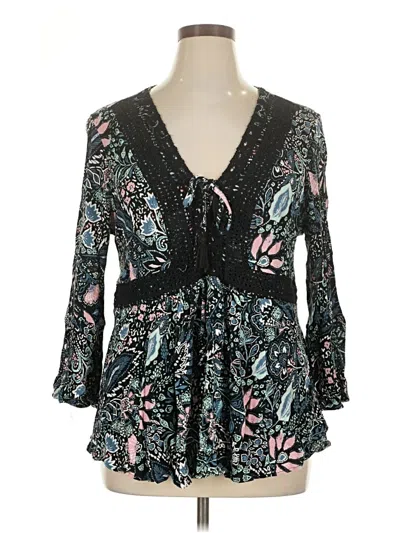 Pre-owned Torrid 3/4 Sleeve Blouse In Black