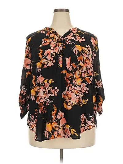 Pre-owned Torrid 3/4 Sleeve Blouse In Black