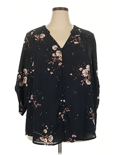 Pre-owned Torrid 3/4 Sleeve Blouse In Black