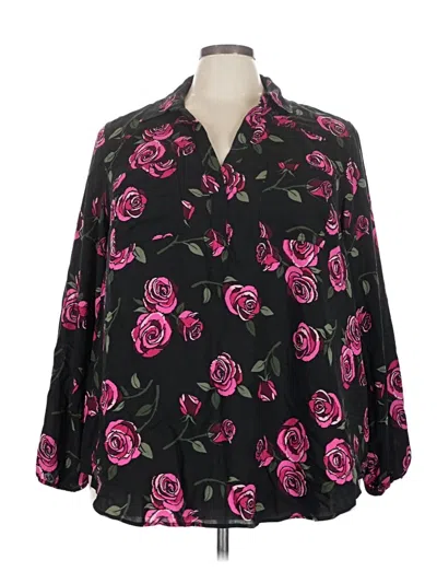 Pre-owned Torrid 3/4 Sleeve Blouse In Black
