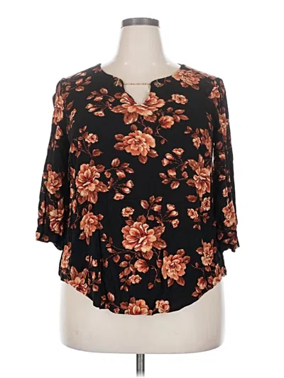 Pre-owned Torrid 3/4 Sleeve Blouse In Black