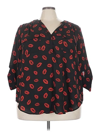 Pre-owned Torrid 3/4 Sleeve Blouse In Black
