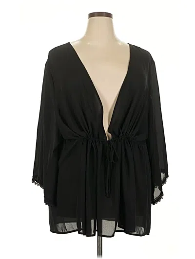 Pre-owned Torrid 3/4 Sleeve Blouse In Black