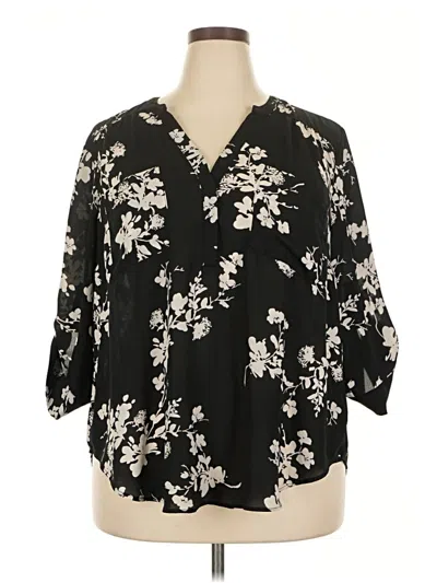 Pre-owned Torrid 3/4 Sleeve Blouse In Black