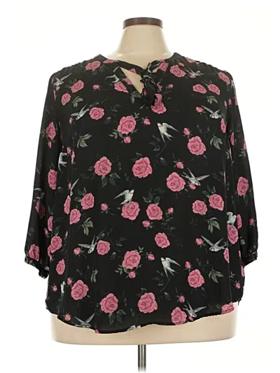 Pre-owned Torrid 3/4 Sleeve Blouse In Black