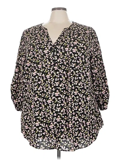 Pre-owned Torrid 3/4 Sleeve Blouse In Black
