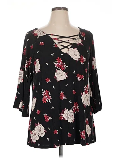 Pre-owned Torrid 3/4 Sleeve Blouse In Black