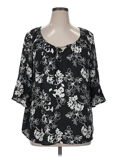 Pre-owned Torrid 3/4 Sleeve Blouse In Black