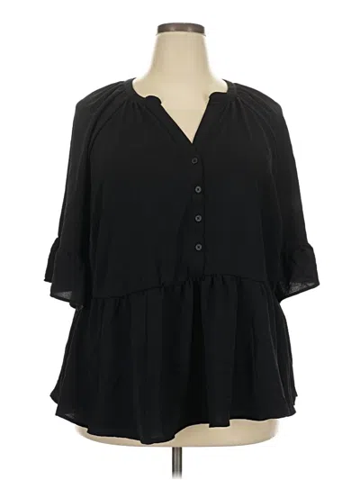 Pre-owned Torrid 3/4 Sleeve Blouse In Black